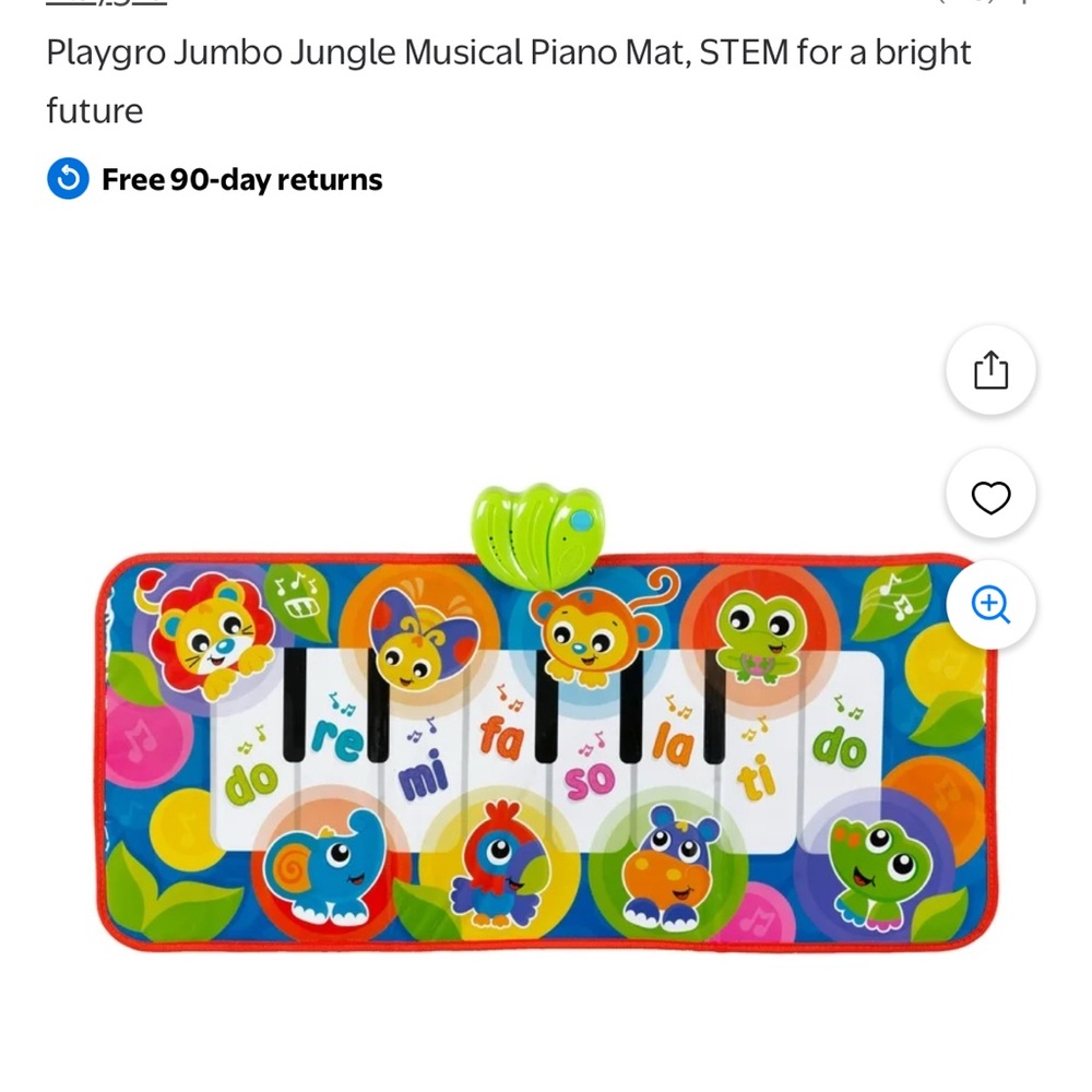 Jumbo Jungle Musical Piano Mat - Colorful Interactive Learning Toy